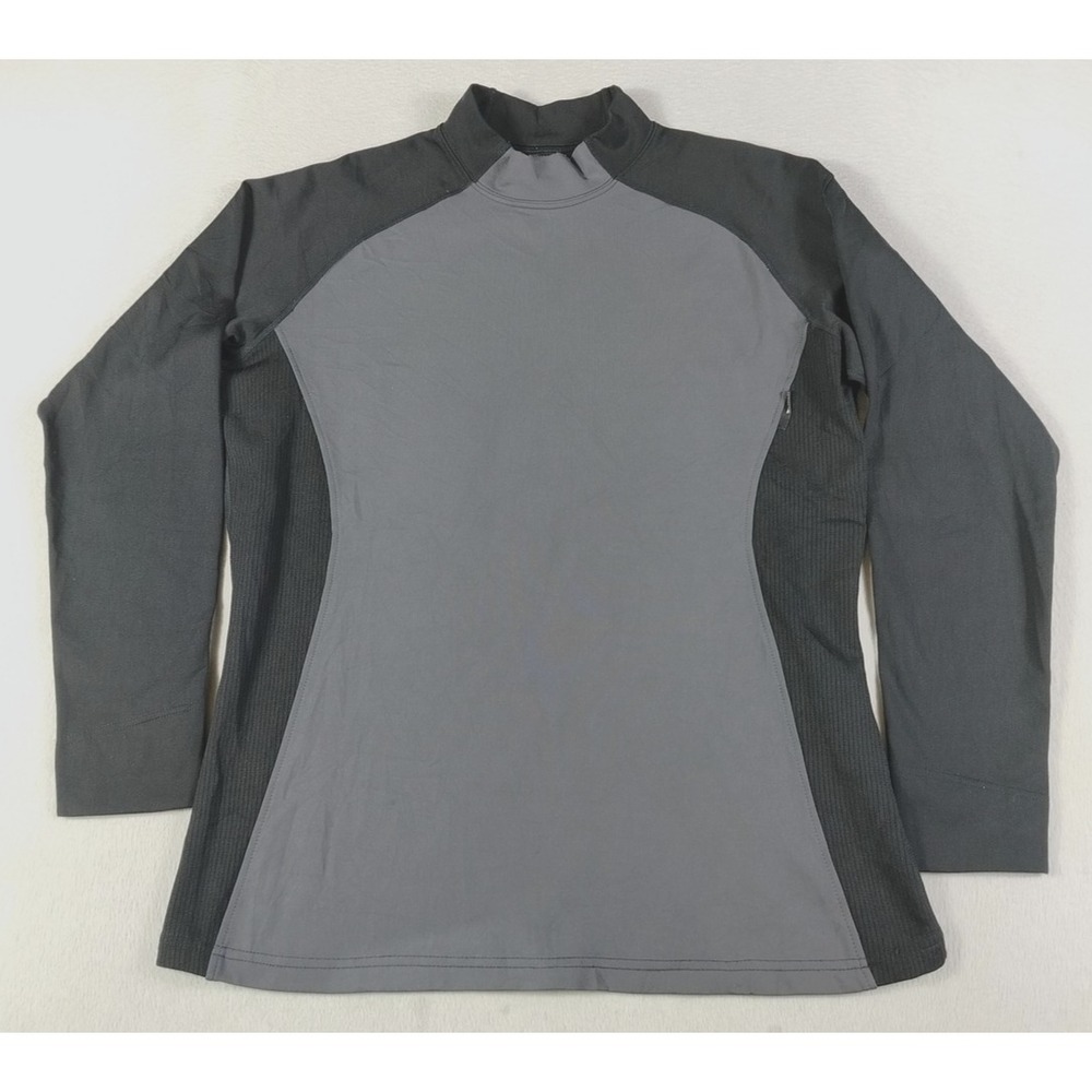 TS DESIGN‎ Shirt Mens Medium Gray Black Long Sleeve Mock Neck Stretch Athletic